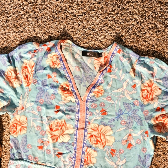 Women's V Neck Floral Print Summer Short Dress , short sleeve , size S - Picture 6 of 6